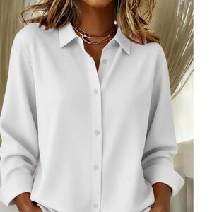 CECILIA Elegant Women's White Button-Up Blouse